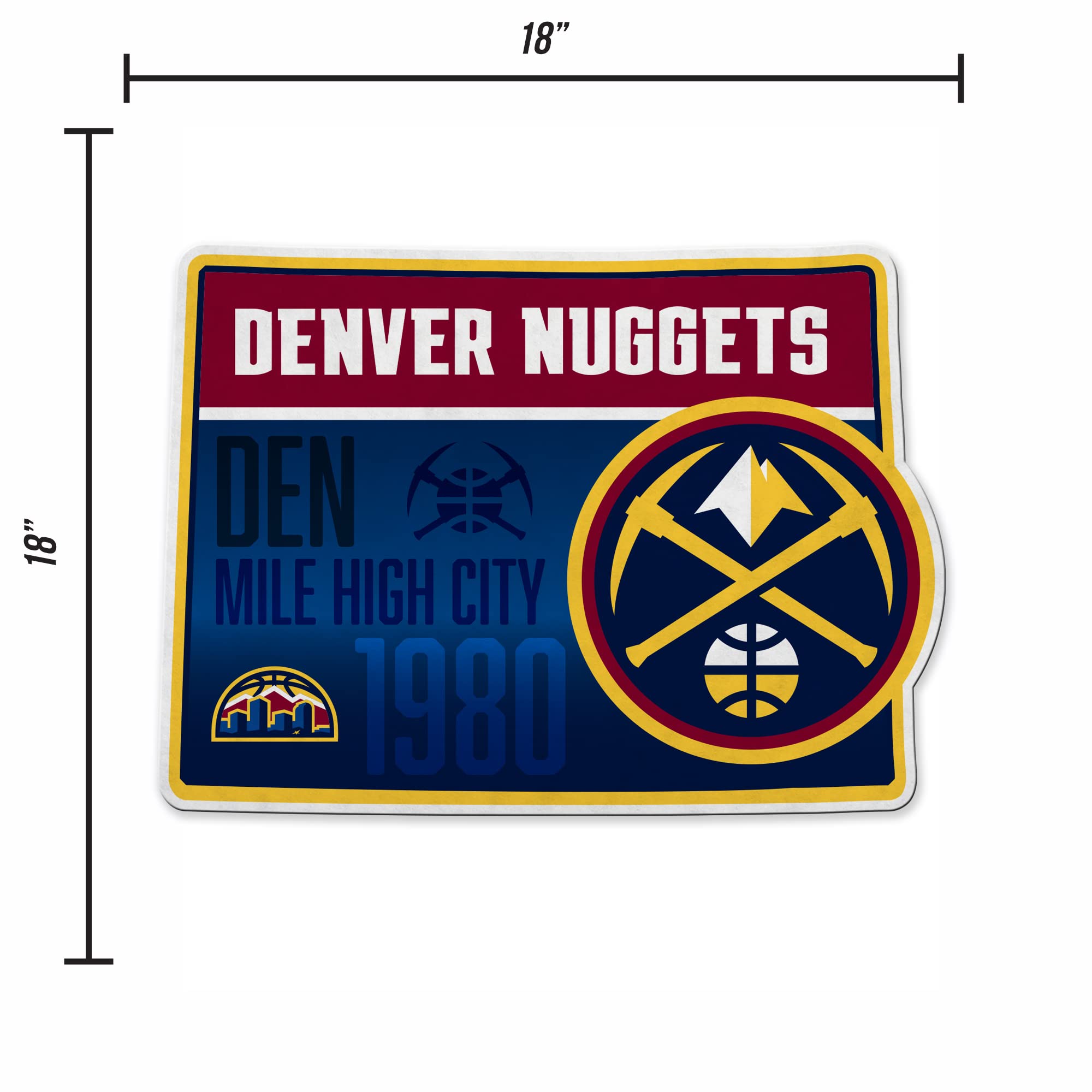 Rico Industries Nba Denver Nuggets State Shape Shape Cut Pennant - Home And Living Room D  Cor - Soft Felt Ez To Hang