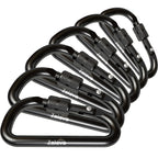 Zalava 6 Pcs 2D-Clip Durable Locking Carabiner Keychain Clip,Keychain Clip Hook,Black