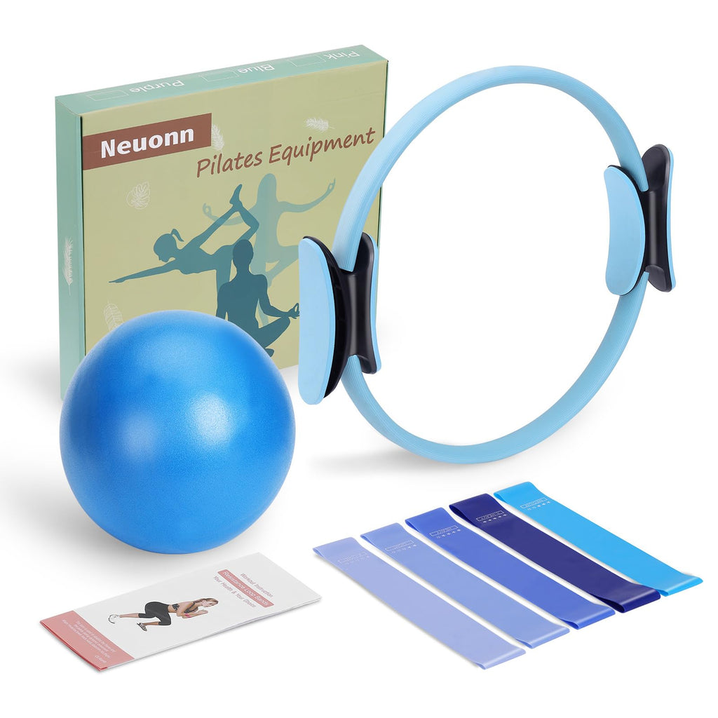 Neuonn Pilates Ring Set for Home Workout, Pilates Essentials Kit for Women, [12 Fitness Circle, Pilates Balls, Resistance Band