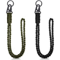 Frienda 2 Set Heavy Duty Paracord Lanyard Necklace Whistles Strap Braided 550 Keychain Lanyard for Outdoor Activities (Black, Ar