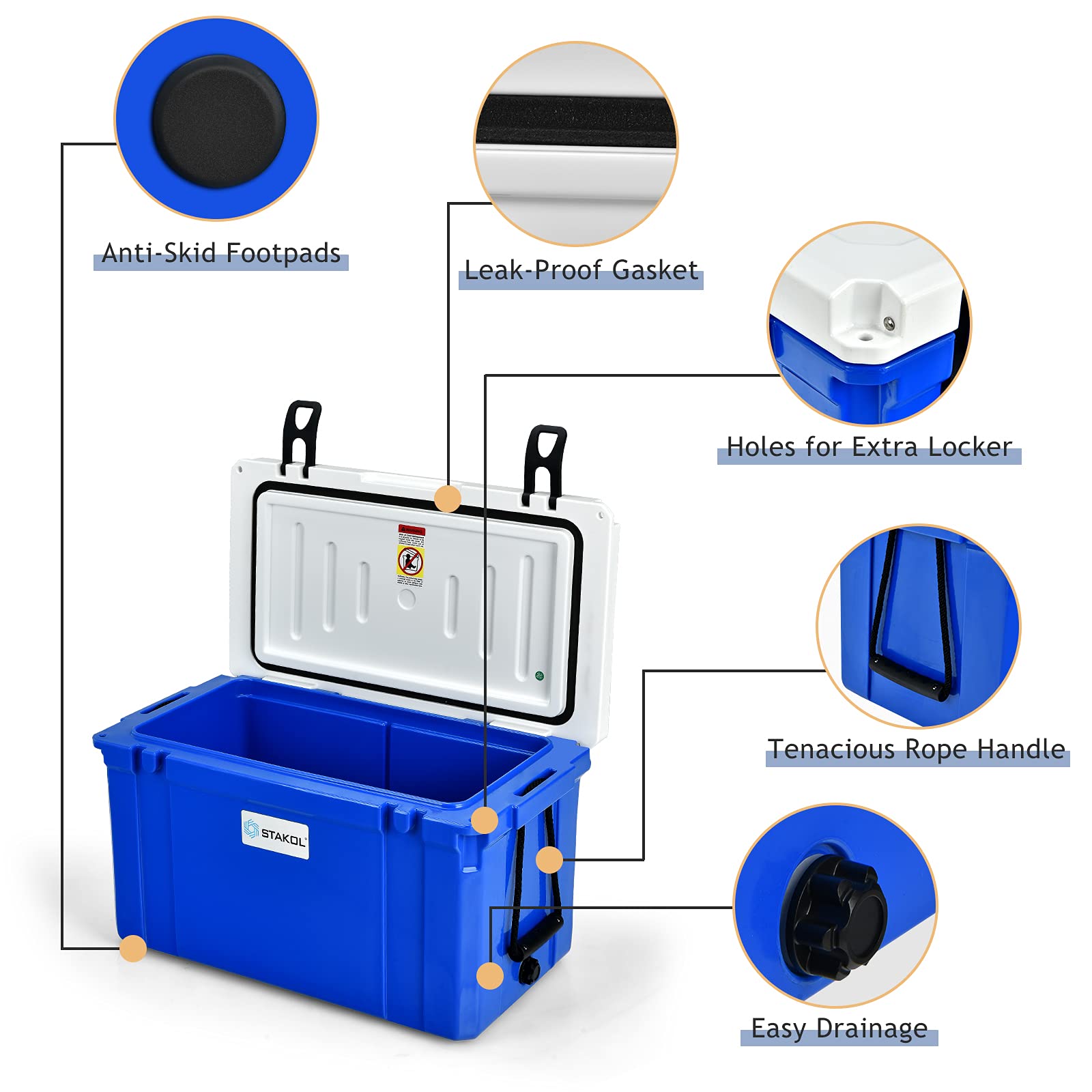 Goplus 58 Quart Camping Cooler, Portable Rotomolded Cooler With 4-Day Ice Retention, Ideal For Outdoor Activities