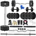 Bodyfit Home Gym Combo, Home Gym Set, Gym Equipment, Weight Plates (8Kg100Kg)Combo with 5Ft Straight,3Ft Curl Bar, 2 Dumbbell R