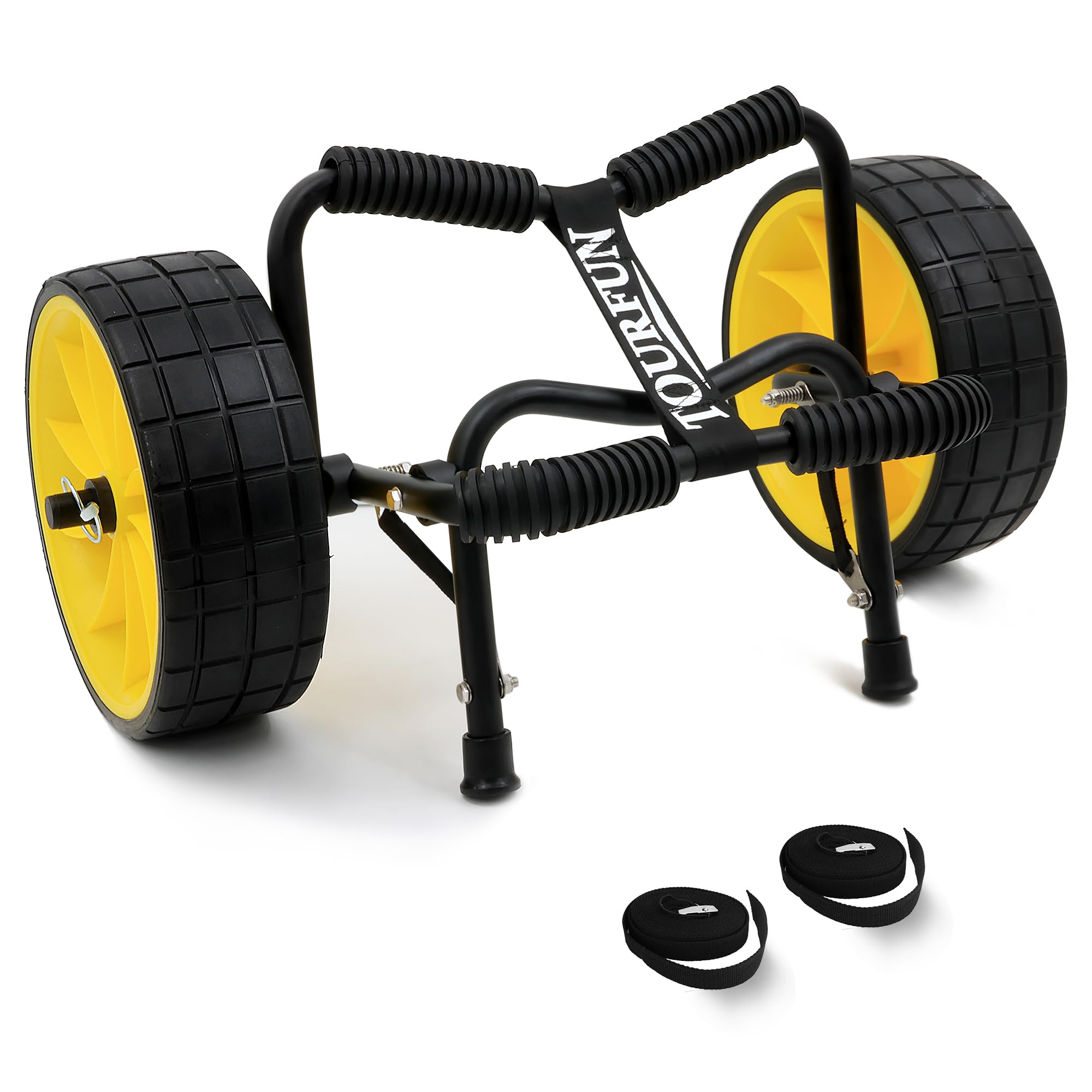 TOURFUN Kayak Cart, Collapsible Kayak Cart Dolly Kayak Trolley with 10 Inch Airless Wheels for SUP Paddleboard Canoe Kayak Trans