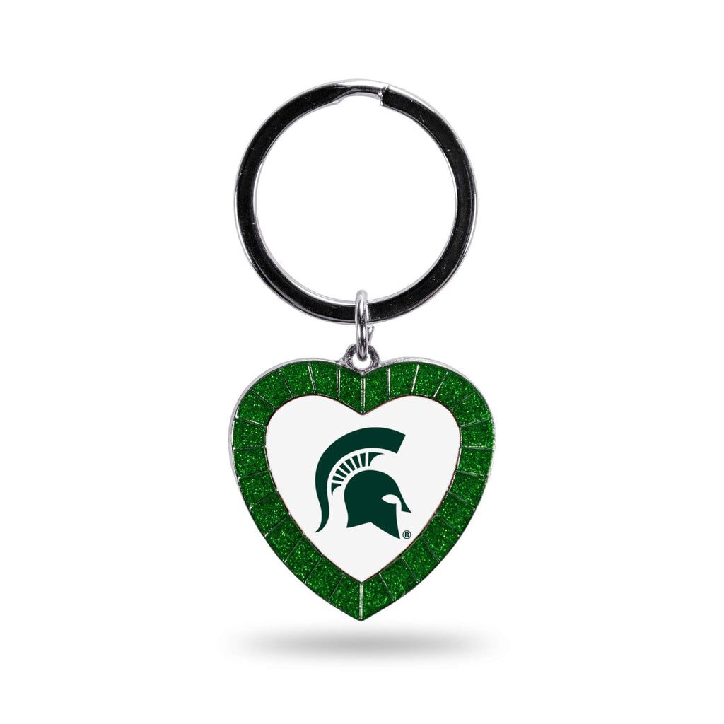 Rico Industries Ncaa Michigan State Spartans Ncaa Rhinestone Heart Colored Keychain, Green, 3-Inches In Length