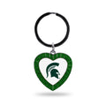 Rico Industries Ncaa Michigan State Spartans Ncaa Rhinestone Heart Colored Keychain, Green, 3-Inches In Length
