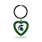 Rico Industries Ncaa Michigan State Spartans Ncaa Rhinestone Heart Colored Keychain, Green, 3-Inches In Length