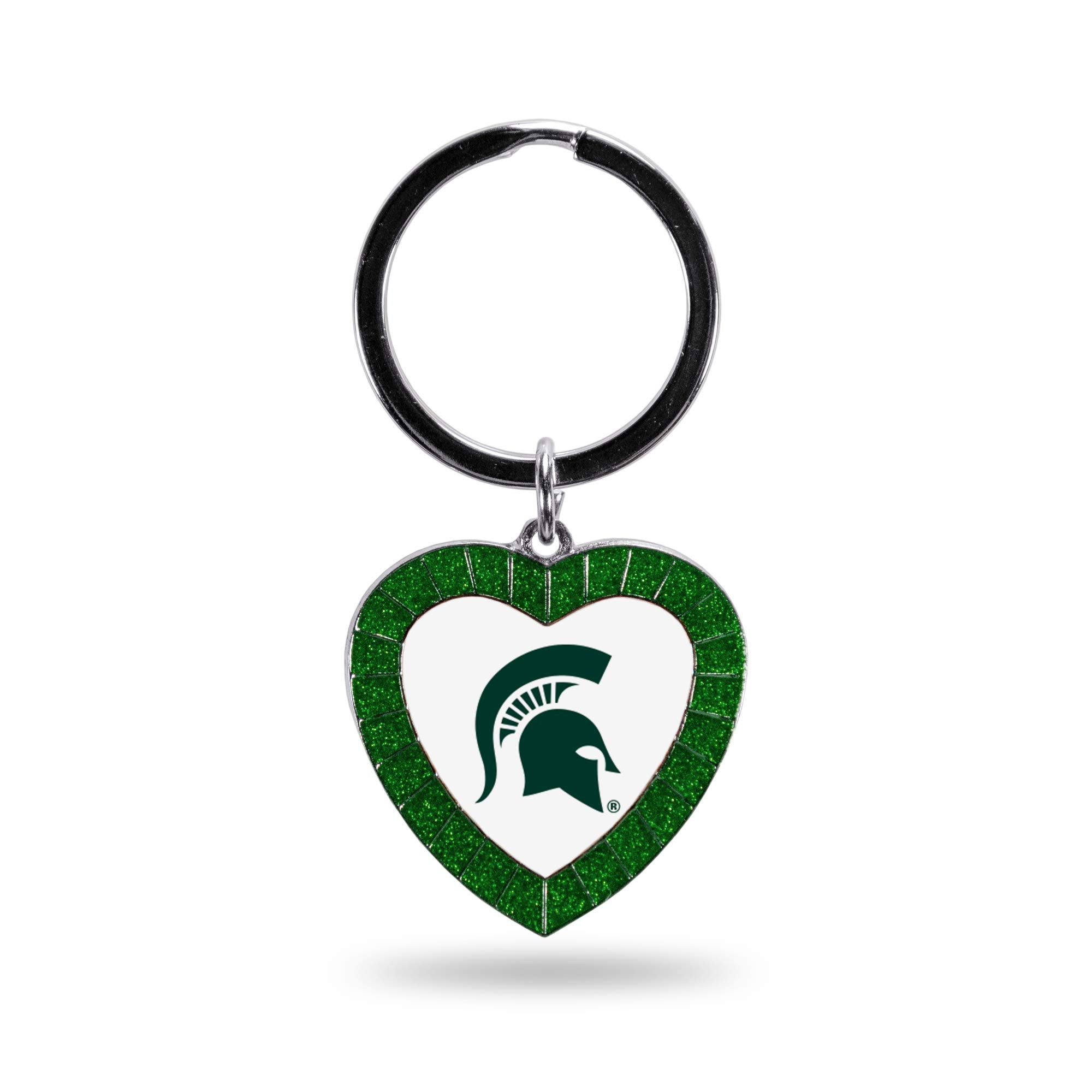 Rico Industries Ncaa Michigan State Spartans Ncaa Rhinestone Heart Colored Keychain, Green, 3-Inches In Length