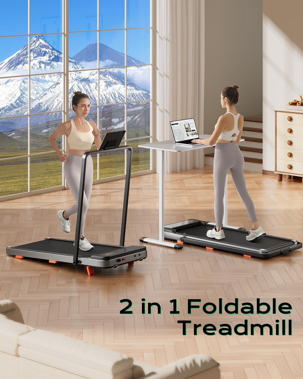 Treaflow Walking Pad,Treadmill With Incline For Home Office, 2.5Hp Portable Under Desk Treadmill With 265 Lbs Capacity,Remote Co