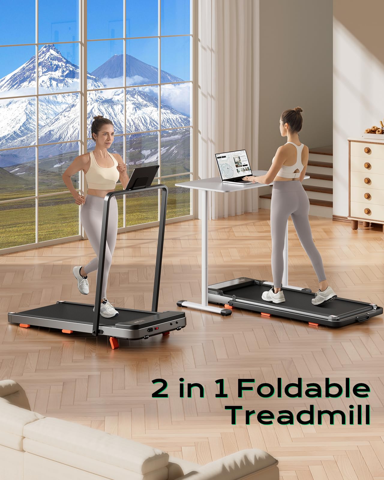 Treaflow Walking Pad,Treadmill With Incline For Home Office, 2.5Hp Portable Under Desk Treadmill With 265 Lbs Capacity,Remote Co