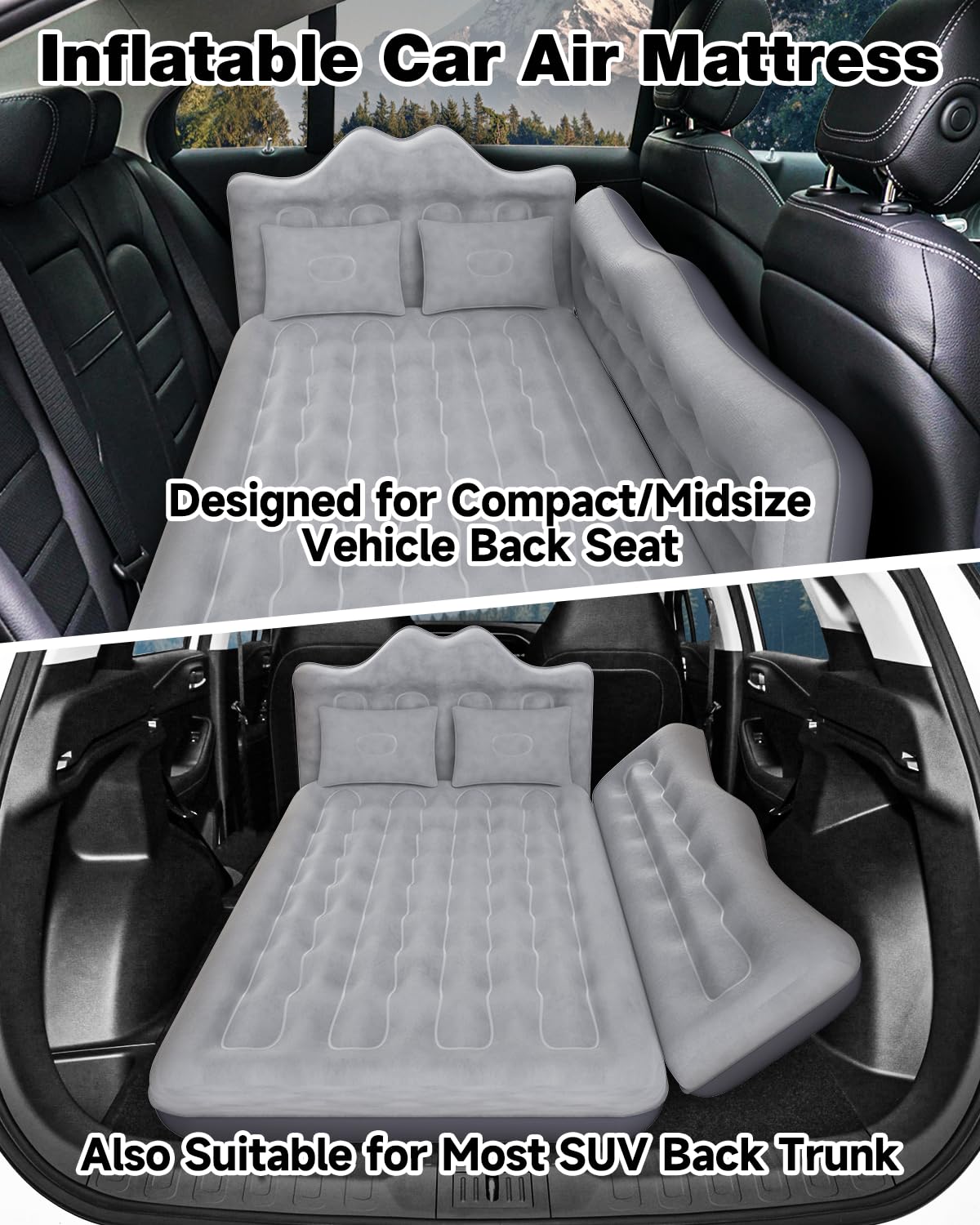 Umbrauto Truck Air Mattress Back Seat| Inflatable Car Camping Mattress Bed For Back Seat, Suv Blow Up Rear Seat Sleeping Airbed