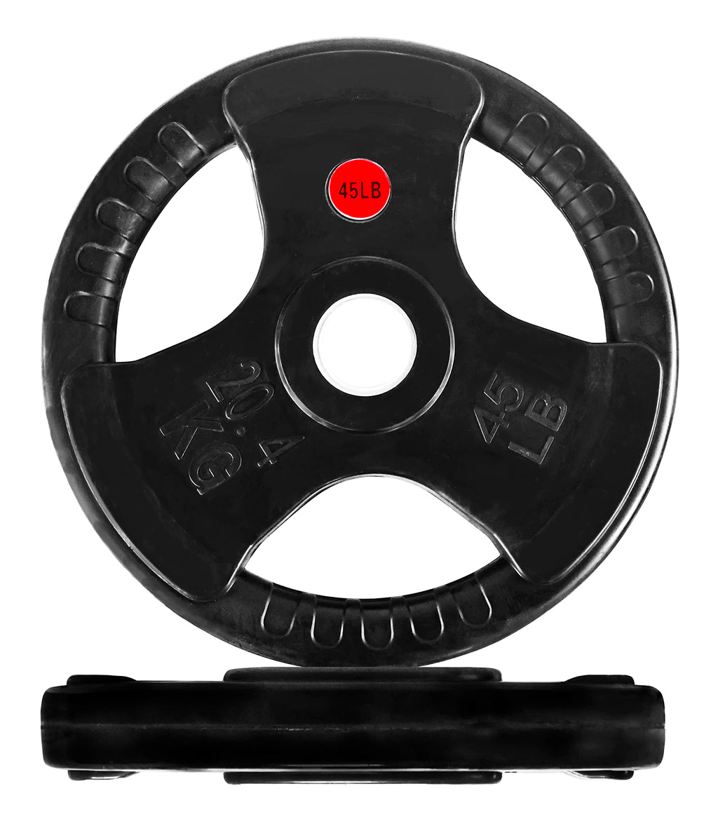 Fitvids Olympic 2-Inch Cast Iron Plate Weight Plate For Strength Training And Weightlifting, Rubber Coate Style, 45Lb Pair