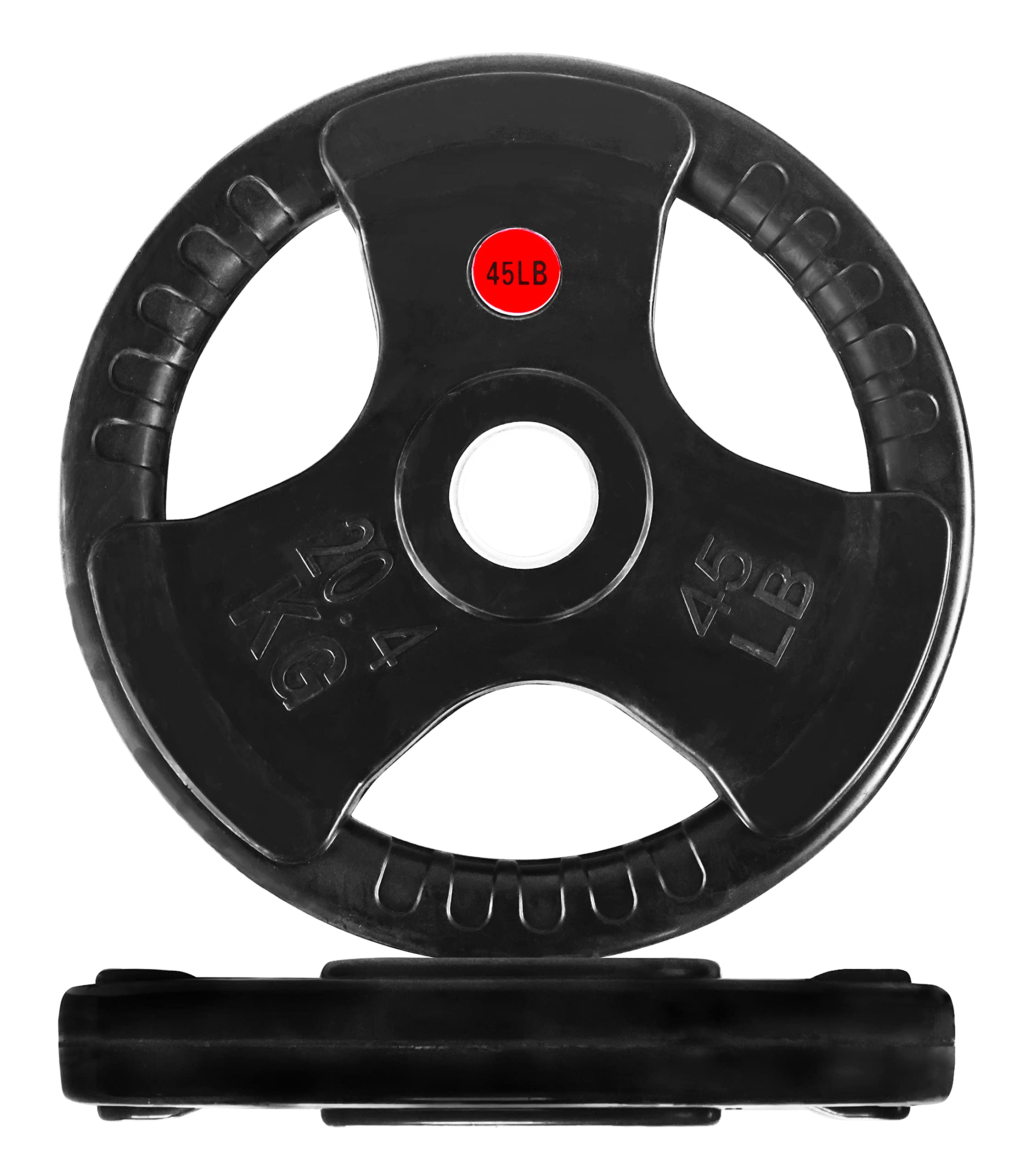 Fitvids Olympic 2-Inch Cast Iron Plate Weight Plate For Strength Training And Weightlifting, Rubber Coate Style, 45Lb Pair