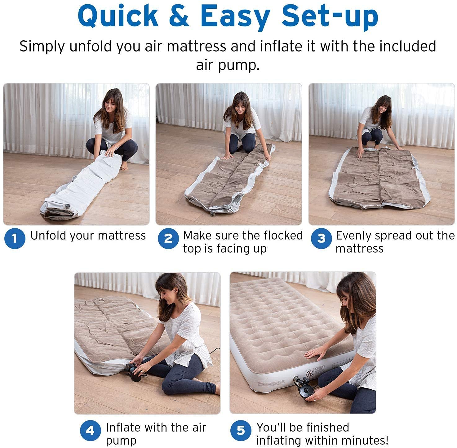 Etekcity Air Mattress Upgraded Twin Size Camping Air Bed Blow Up Bed Inflatable Mattress Raised Airbed With Rechargeable Pump Fo