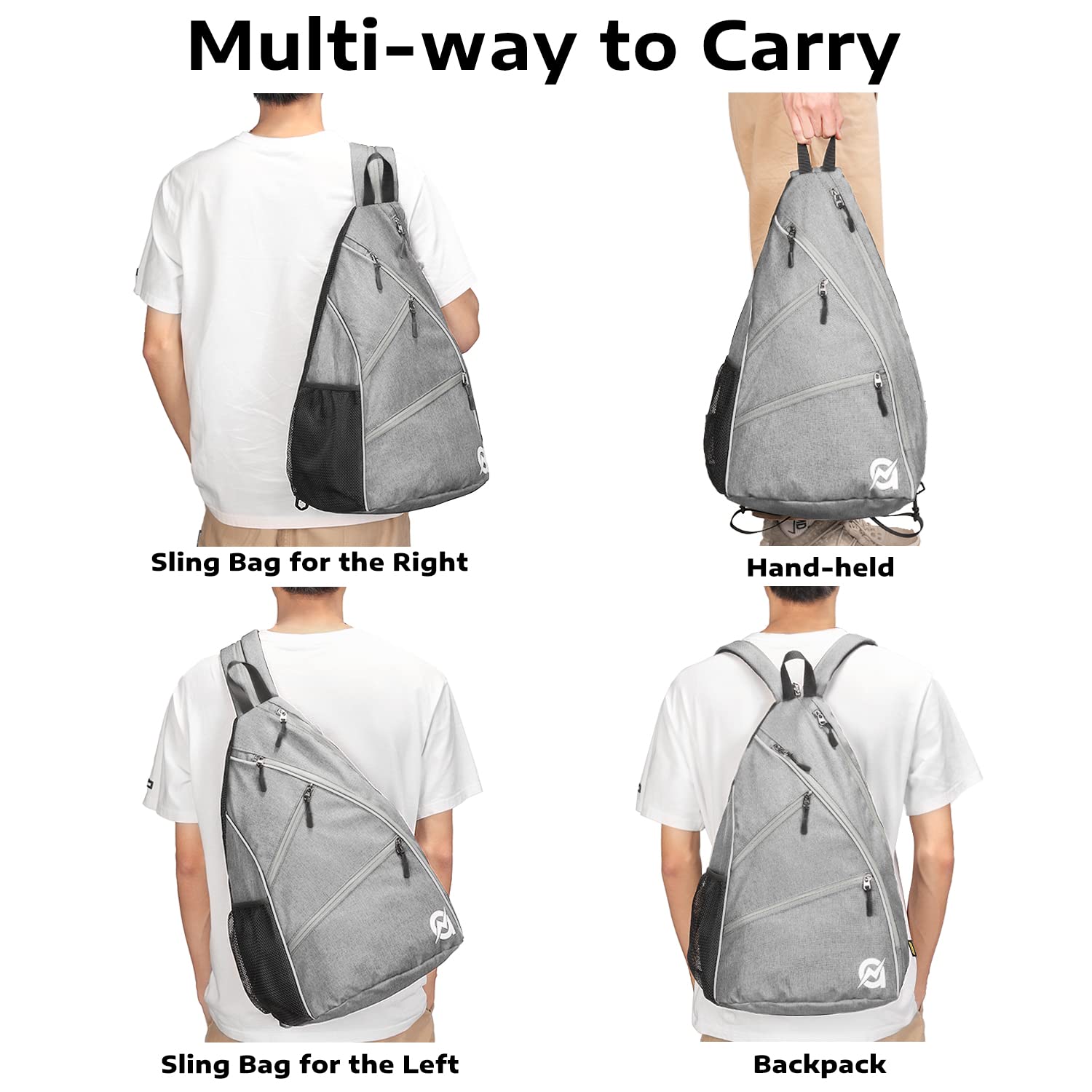 A11N Pickleball Bag, Reversible Crossbody Sling Bag/Backpack For Women Men, Charcoal