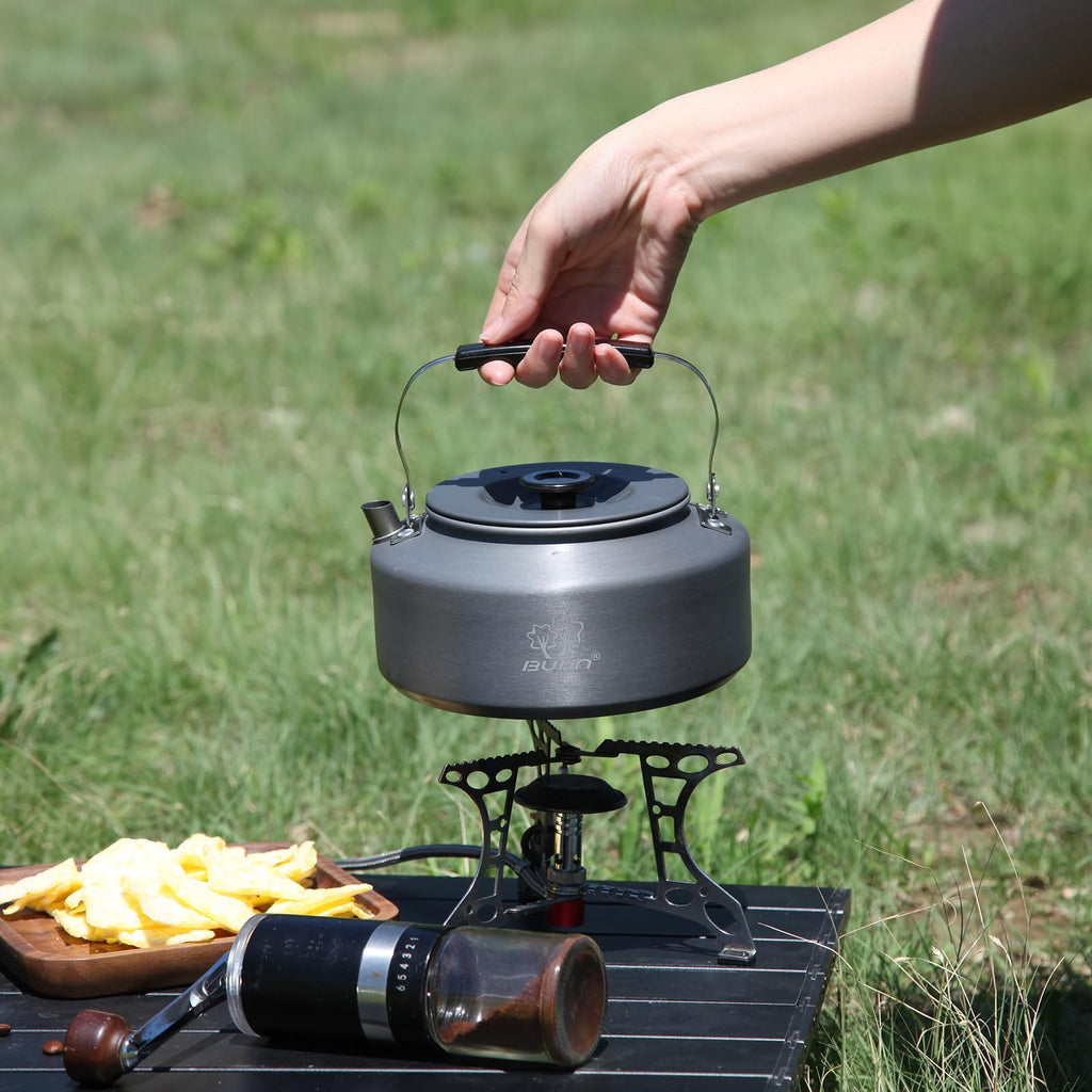 Bulin Camping Kettle, 1.6L Large Portable Stovetop Tea Kettle Fast Heating Boiling Hot Water For Open Fire Lightweight Coffee Po