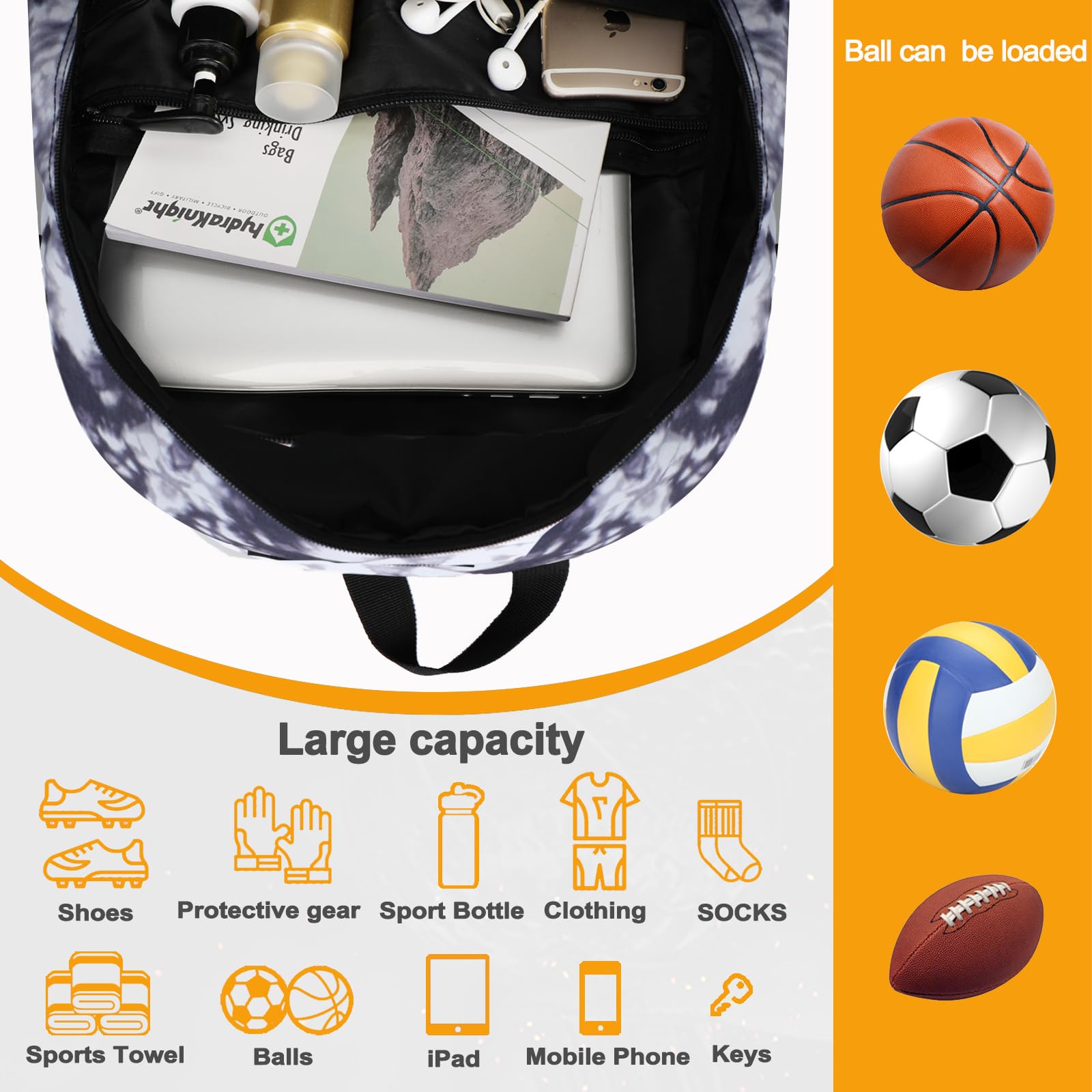 Goloni Soccer Backpack,Basketball bag with Ball Compartment & Shoe Compartment,Backpack for Soccer, Football, Volleyball, Swim,