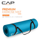 Cap High Density Exercise Mat With Strap, 68''X24'' 12Mm - Teal