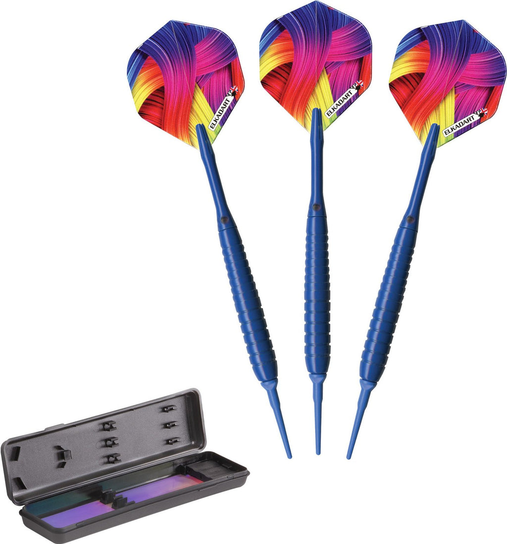 Elkadart Neon Soft Tip Darts With Storage/Travel Case, Blue, 18 Grams