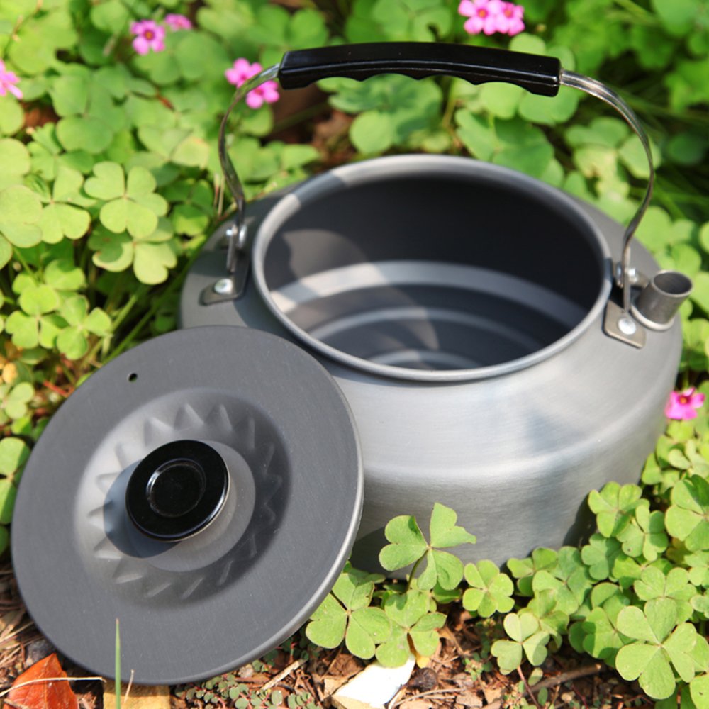 Docooler Camping Kettle - 1.6L Portable Ultra-Light Outdoor Hiking Camping Picnic Water Kettle, Teapot, Coffee Pot - Compact, Qu