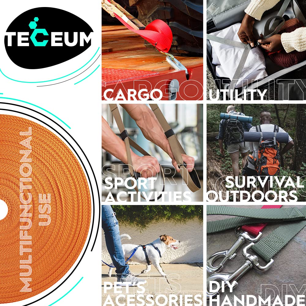 Teceum 1 Inch Webbing - Orange Yellow - 25 Yards - 1    Webbing For Climbing Outdoors Indoors Crafting Diy
