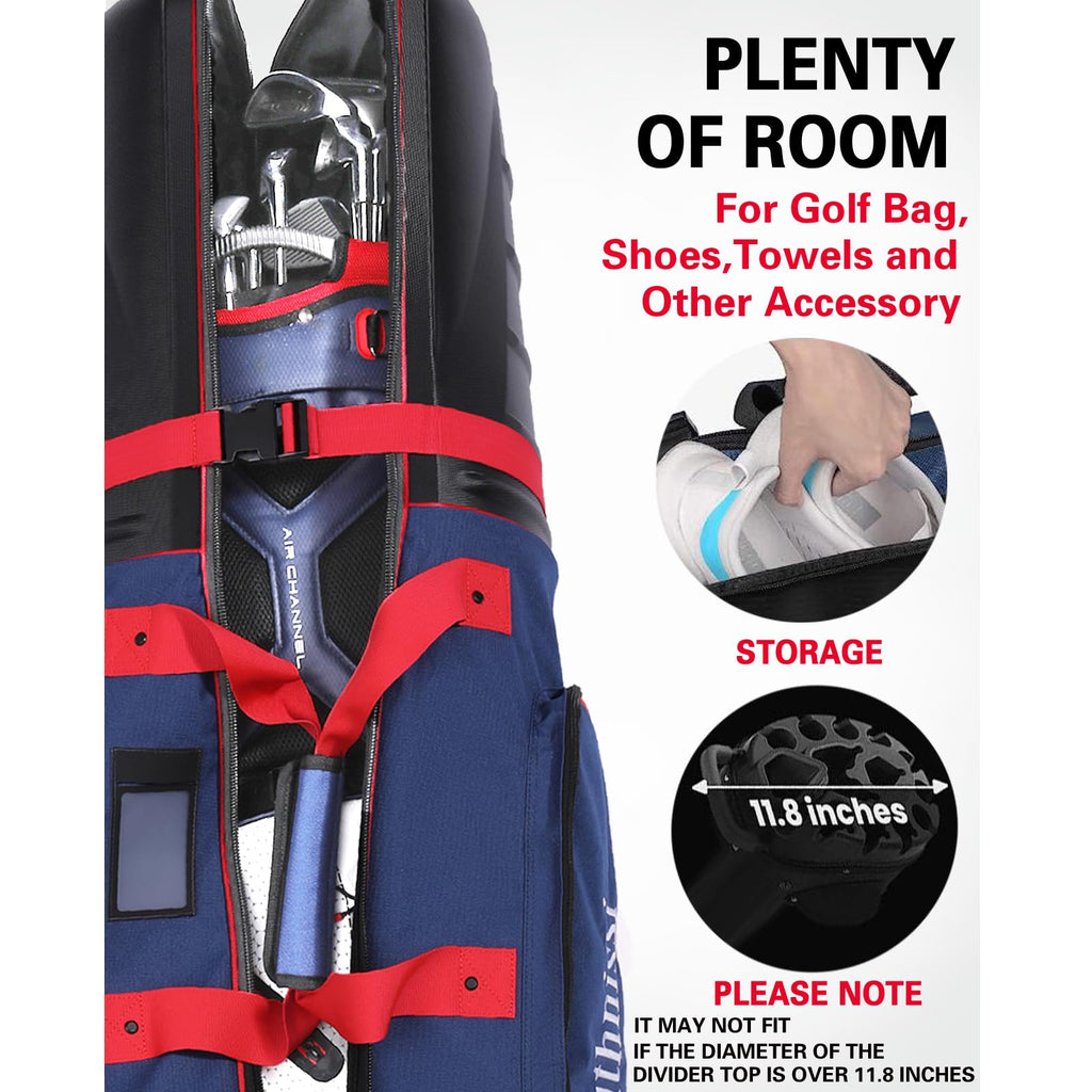 Ruthnissi Golf Travel Bags For Airlines With Strong Wheels And Hard Case Top,Keep Club Heads Safe,Waterproof Fabric,Foldable For