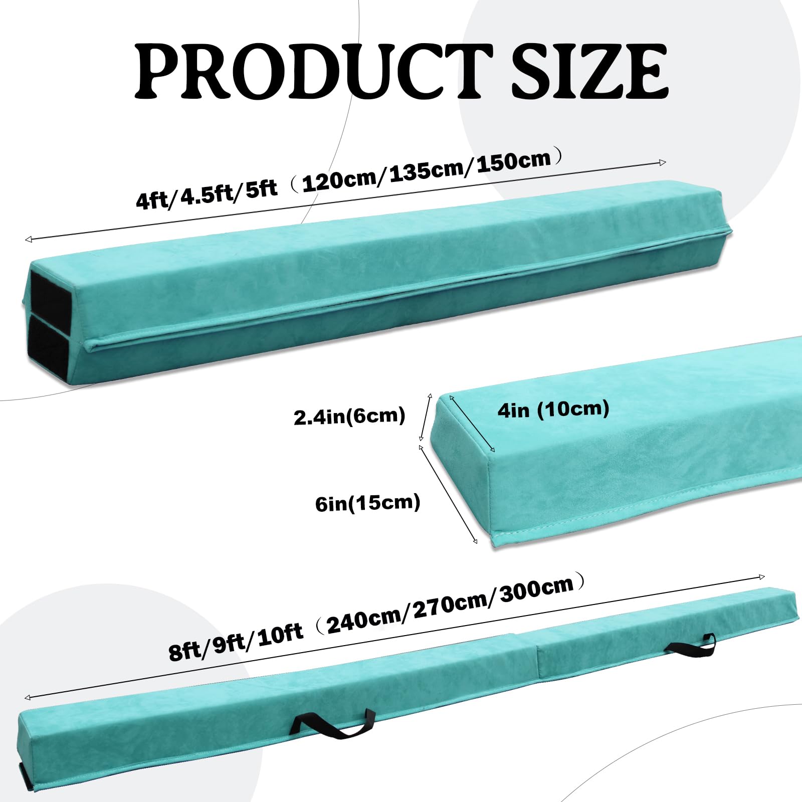 Fincome 8Ft Folding Balance Beam, Portable Gymnastics Beam Equipment With Non Slip Rubber Base & Suede Cover For Training/Practi