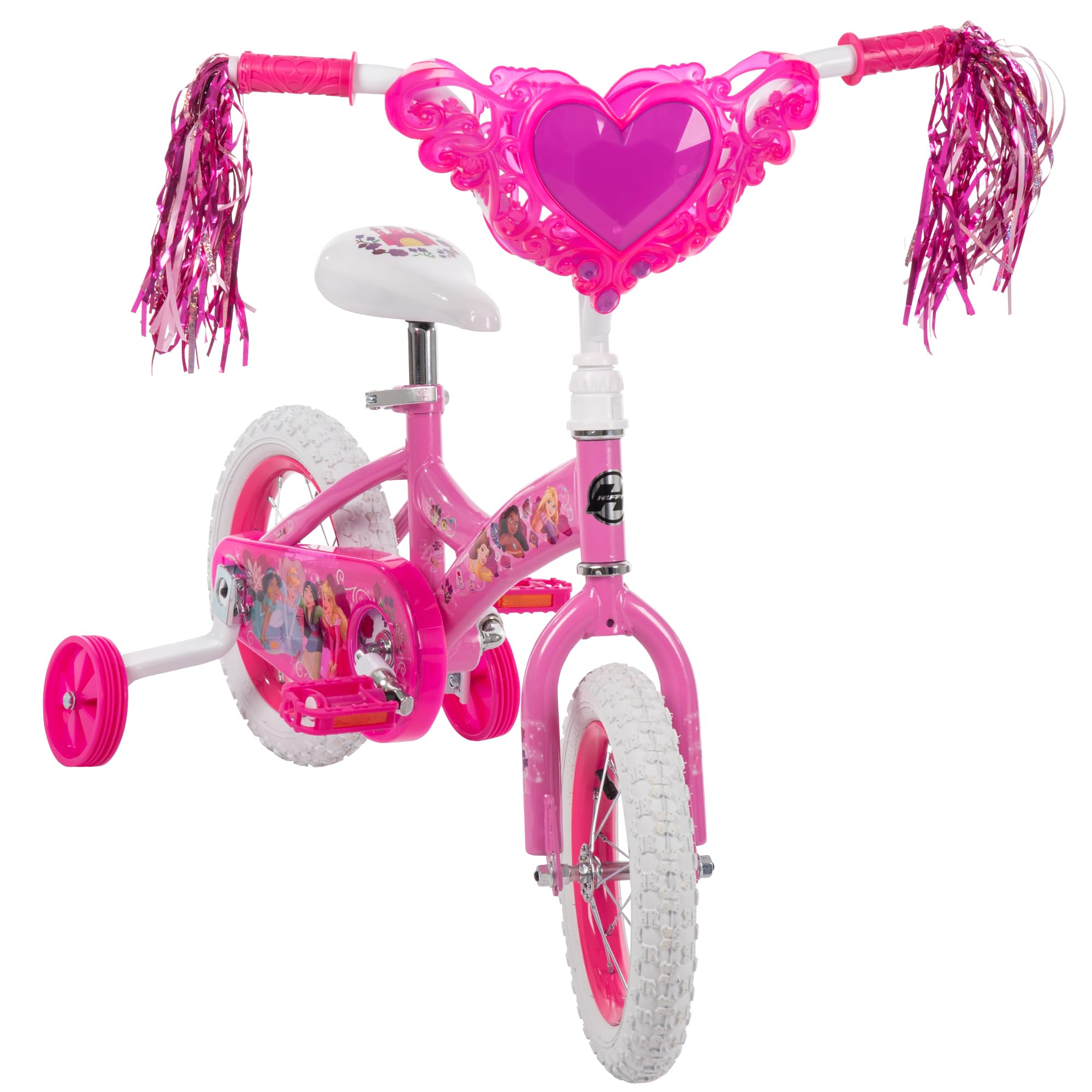 Huffy Disney Princess 12'' Pink Girls' Bike, Ideal For Ages 3-5 Years Old, Removable Training Wheels, Sturdy And Durable, Heart