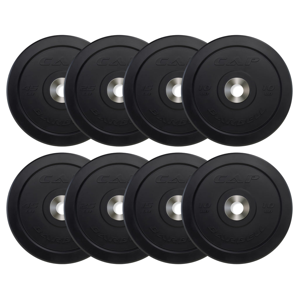 Cap Barbell 190 Lb Pro Olympic Bumper Plate Set, Black