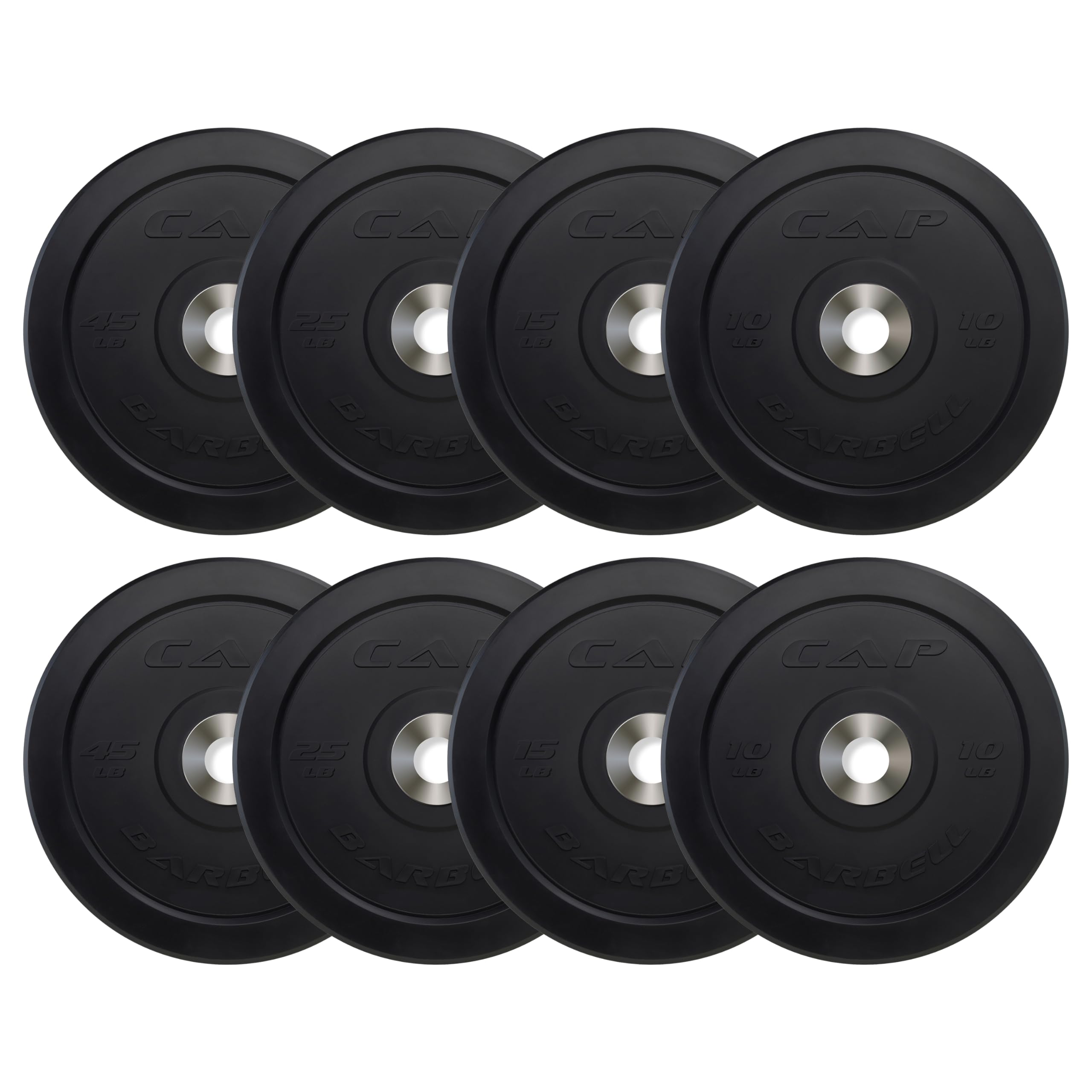 Cap Barbell 190 Lb Pro Olympic Bumper Plate Set, Black