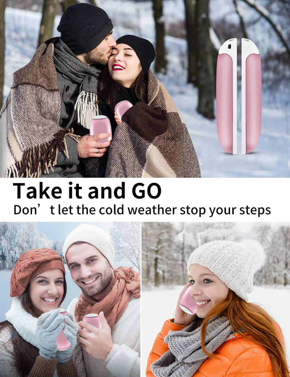 2 Pack Hand Warmers Rechargeable, 8000Mah Electric Portable Pocket Hand Warmer/Power Bank, Great For Outdoor Sports, Hunting, Go
