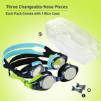 Aegend 2 Pack Kids Goggles, Swimming Goggles for Kids Age 4-16 Boys and Girls Youth, Anti-Fog Pool Goggles, Green Black & Blue B