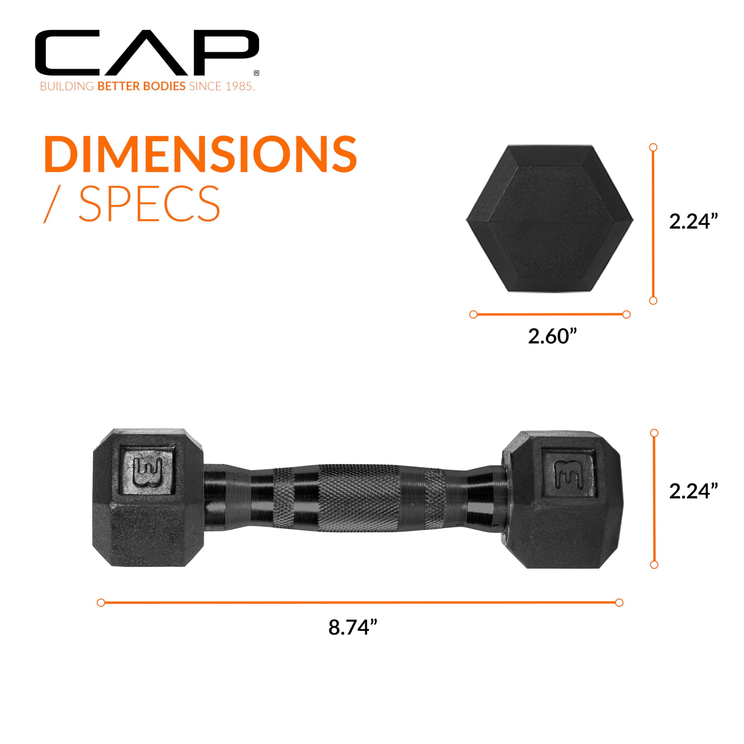 CAP Barbell 3 LB Coated Hex Dumbbell Pair with Black Handle