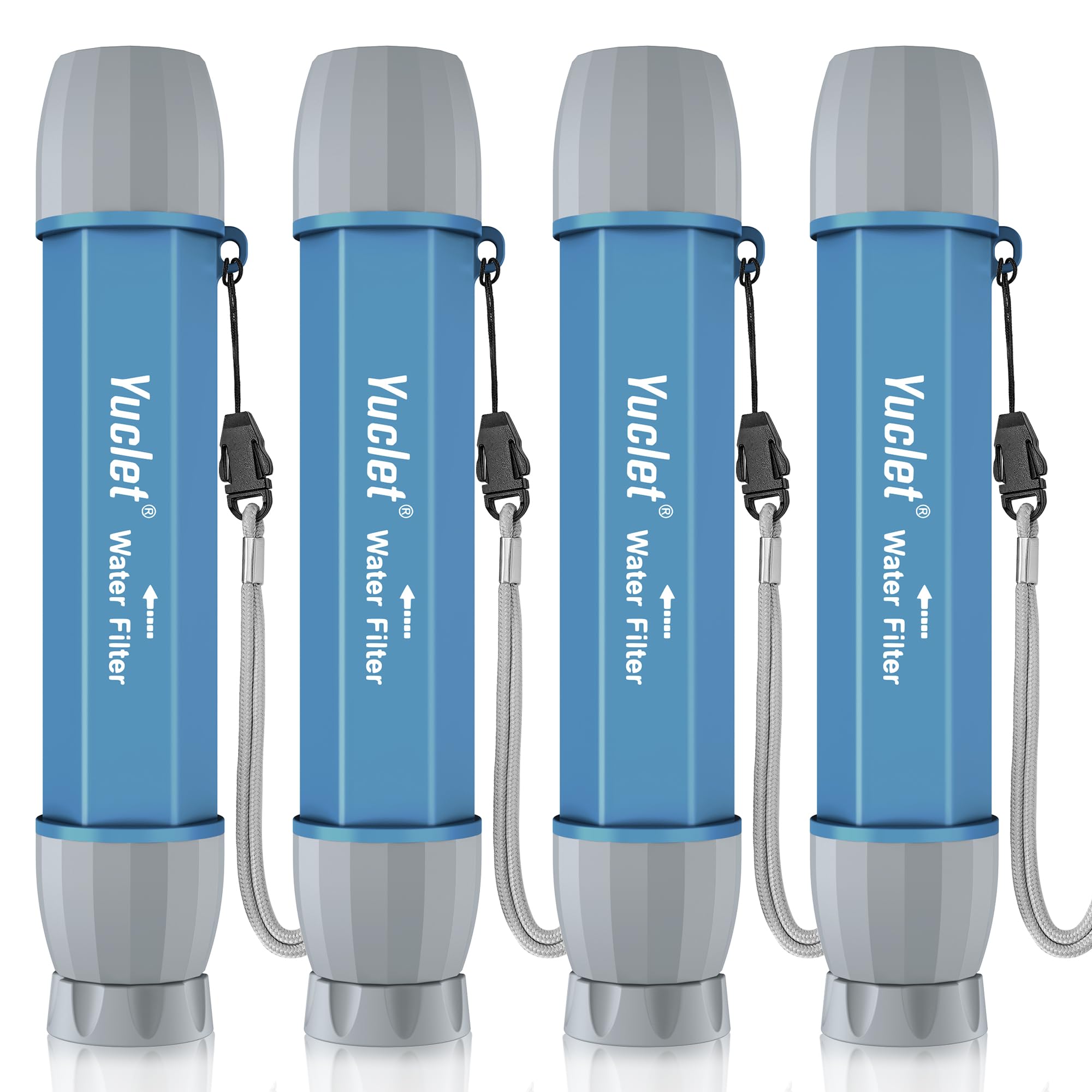 Yuclet 4 Pack Water Filter Straw, Portable Personal Water Filtration System, Water Purifier Survival, Emergency Preparedness for