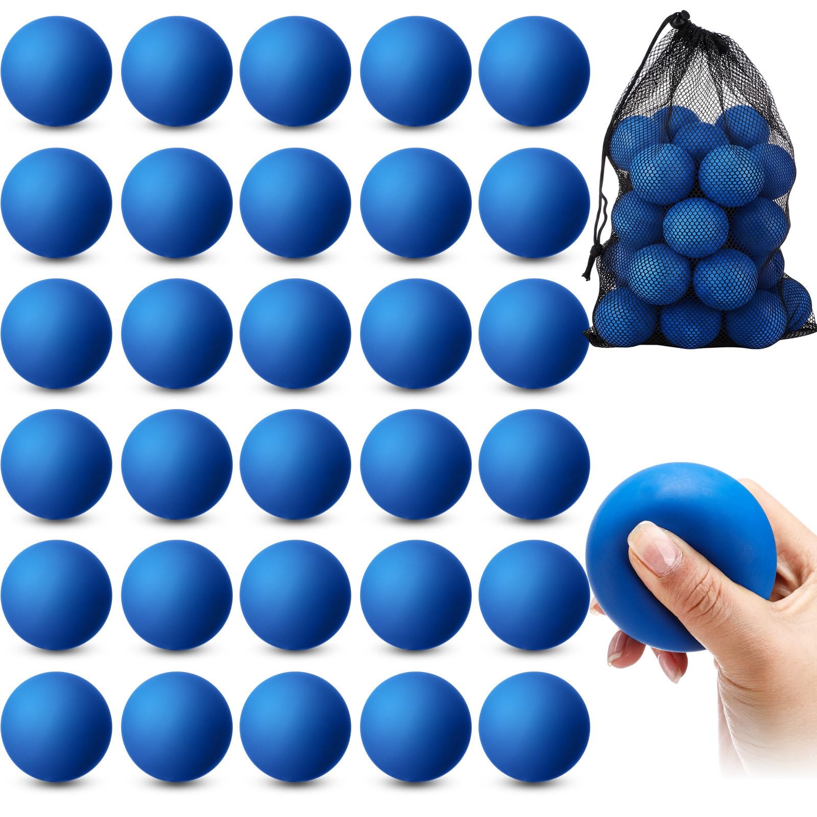 Teyva Daily 30 Pack of Racquetballs Bulk, 2.4   Rubber Racquetballs High Bounce Small Racquet Balls with a Mesh Bag for Sports