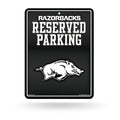 Rico Industries NCAA Arkansas Razorbacks Metal Parking Sign 8.5 x 11 Carbon Fiber Metal Parking Sign - Great for Man Cave, Bed R