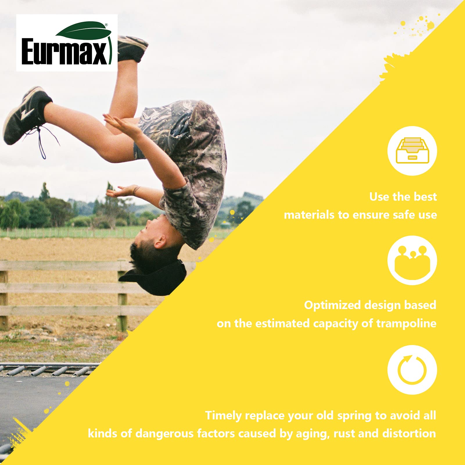 Eurmax Usa 5.5 Inches Trampoline Springs Heavy Duty Stainless Replacement Spring Trampoline Parts With T Hook, 20Pcs-Pack