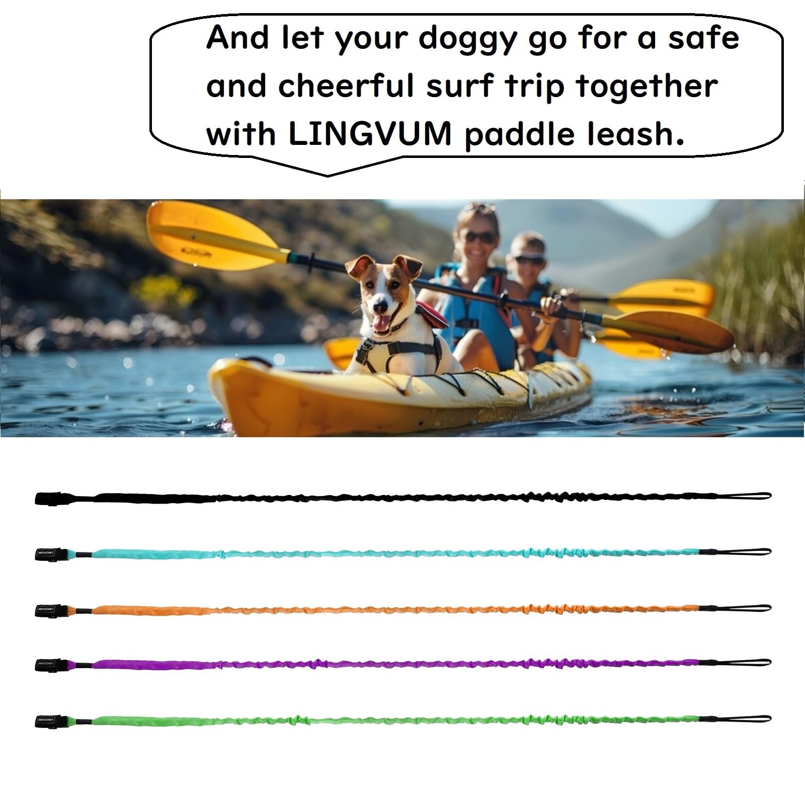 Lingvum Kayak Paddle Leash Stretchable Paddle Strap Coiled Lanyard Rope For Kayaking Canoing Boating, Fishing Poles Rods, Kayak
