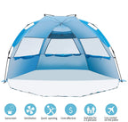 Beach Tent-Outdoors Easy Up Cabana Tent Sun Shelter Beach Umbrella, Deluxe Large For 4 Person Blue
