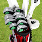Craftsman Golf Black & Gray 11Pcs/Set (3,4,5,6,7,8,9,P,A,S,L Clover Neoprene Iron Headcover Set Covers Protector Case