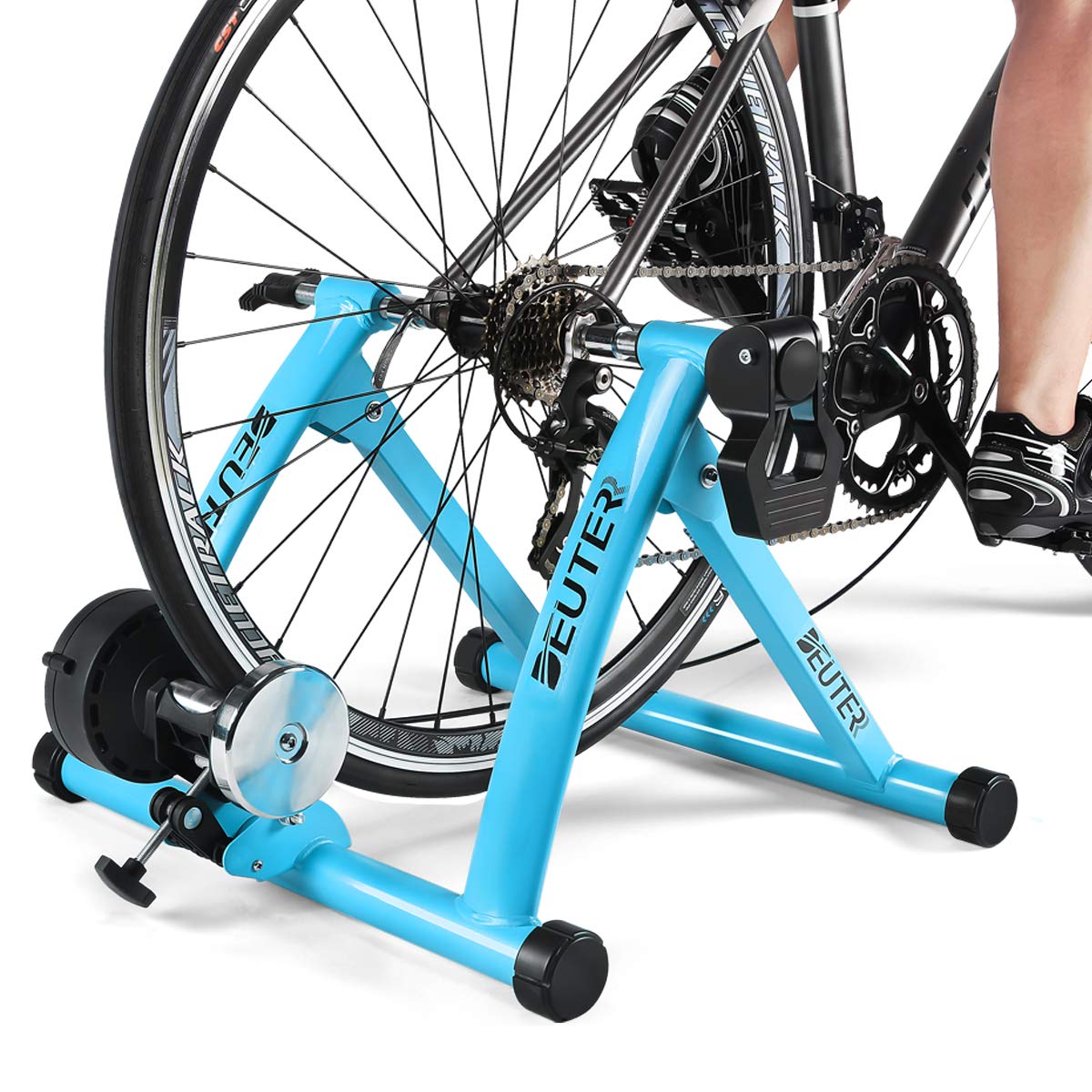 Bike Trainer, Magnetic Bicycle Stationary Stand For Indoor Exercise Riding, 26-29'' & 700C Wheels, Quick Release Skewer & Front