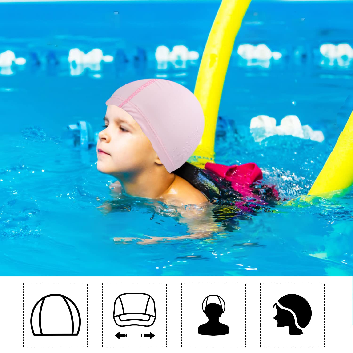 3Pcs Elastic Swim Caps, Swimming Caps Bathing Caps Unisex Swim Caps For Boys Girls Kids Adults Women Men Comfortable Non-Slip Sw