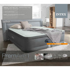 Intex Premaire I Fiber-Tech Elevated Dura Beam Lightweight Inflatable Home Pillowtop Airbed Mattress Electric Built-In Pump Port