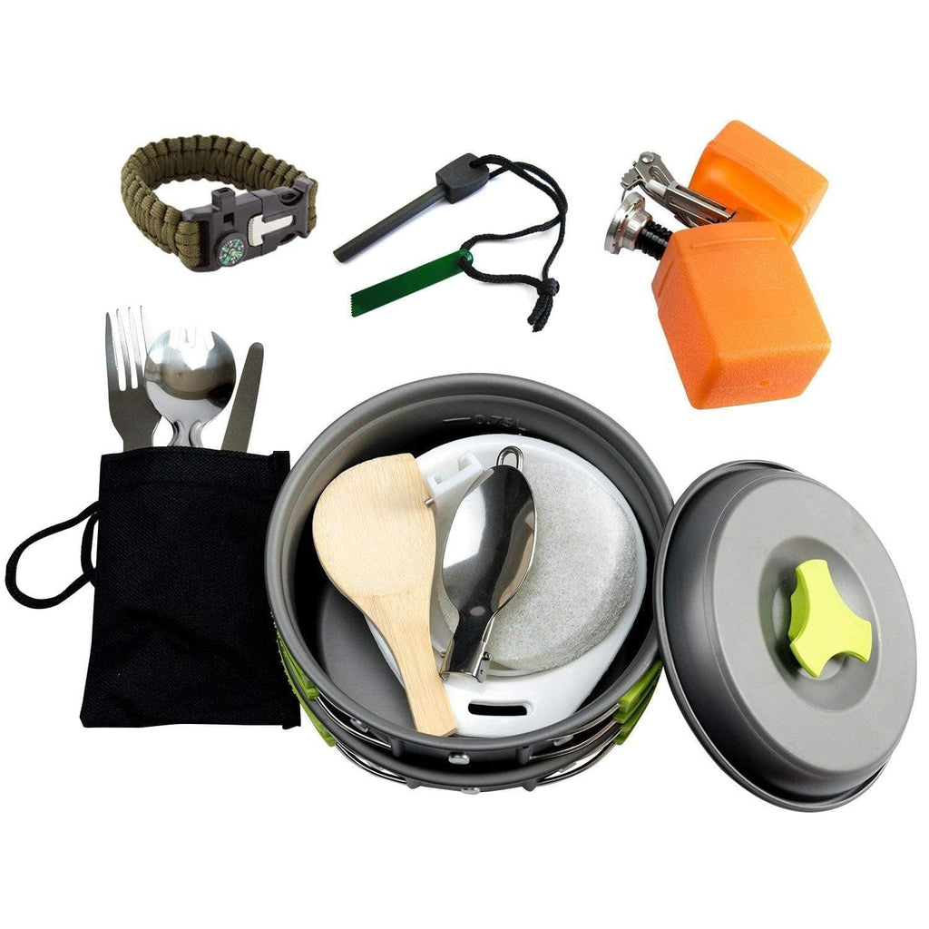 Mallome Camping Cookware 18Pc Mess Kit W/Backpacking Stove - Camping Cooking Set For Backpacking Gear - Camping Pots And Pans Se