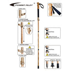 Forest Pilot Trekking Poles- 1-Pc Pack - Adjustable Hiking Or Walking Stick -Strong, Natural Beech Wood - Quick Adjust Flip-Lock