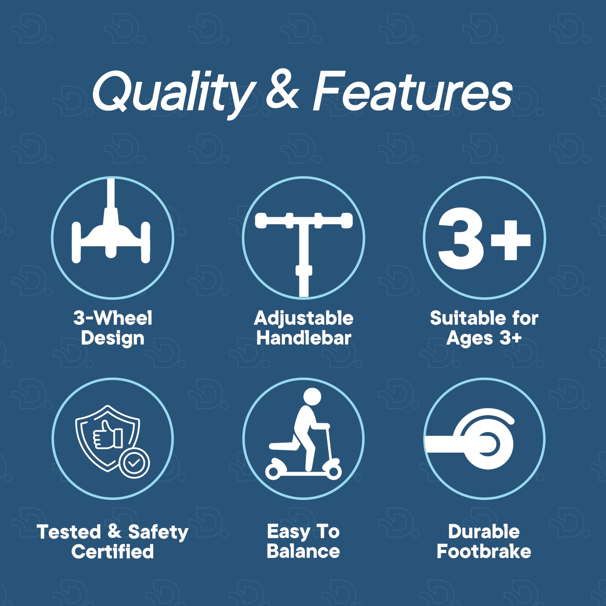 Dribbl 3-Wheel Kids Scooter - Lean-to-Steer Technology, Adjustable Height Handlebar, Wide Anti-Slip Deck, Scooter for Boys & Gir