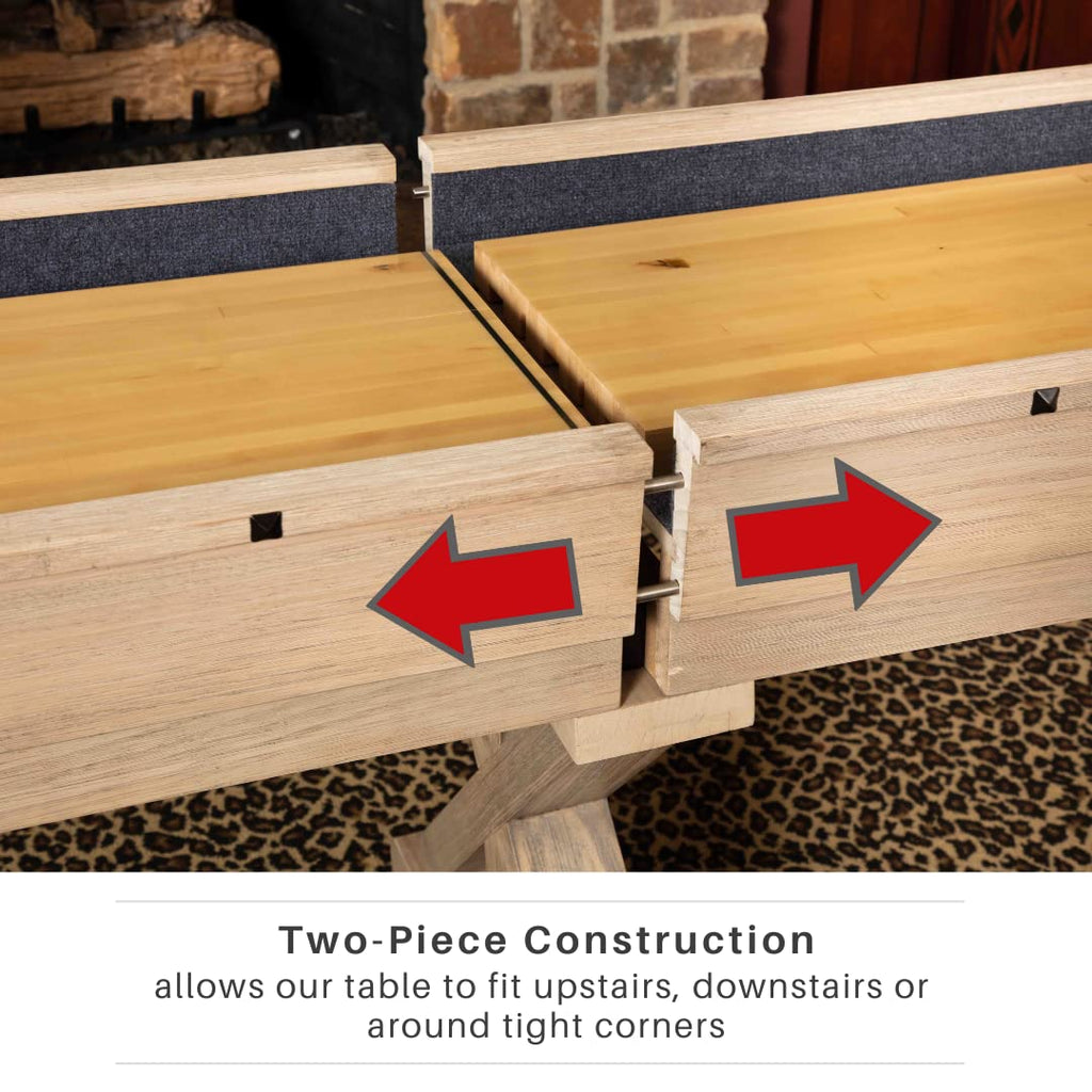 Freetime Fun 12 Ft Shuffleboard Table Multi Game Solid Wood Game Tables For Game Room - Shuffleboard Bowling Pin Set, Pucks, Wax