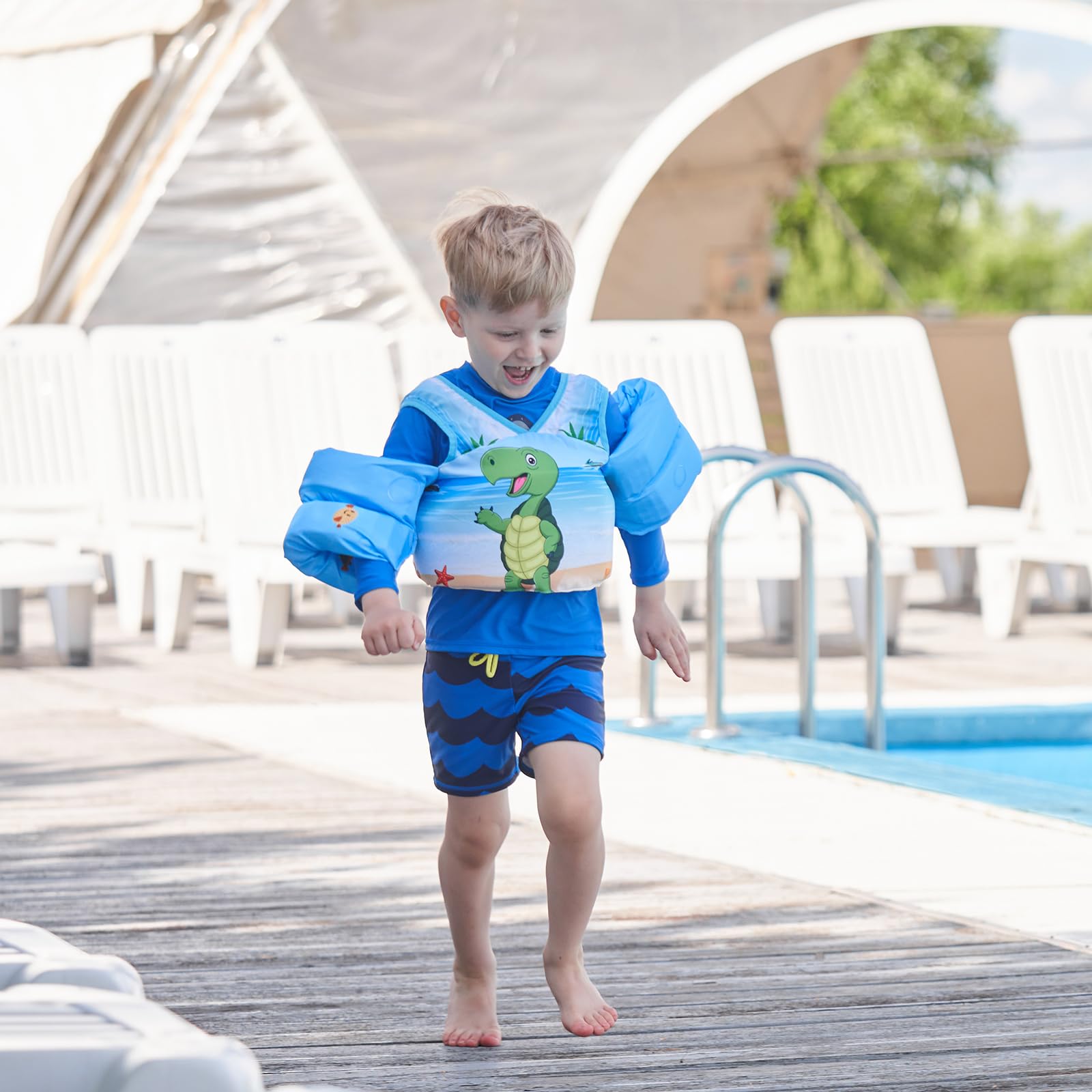 Doohalo Kids Swim Floats For 28-70 Pounds Kid Arm Shoulder Float Vest Fit For 2-8 Years Older Boys Girls Toddler Baby Children