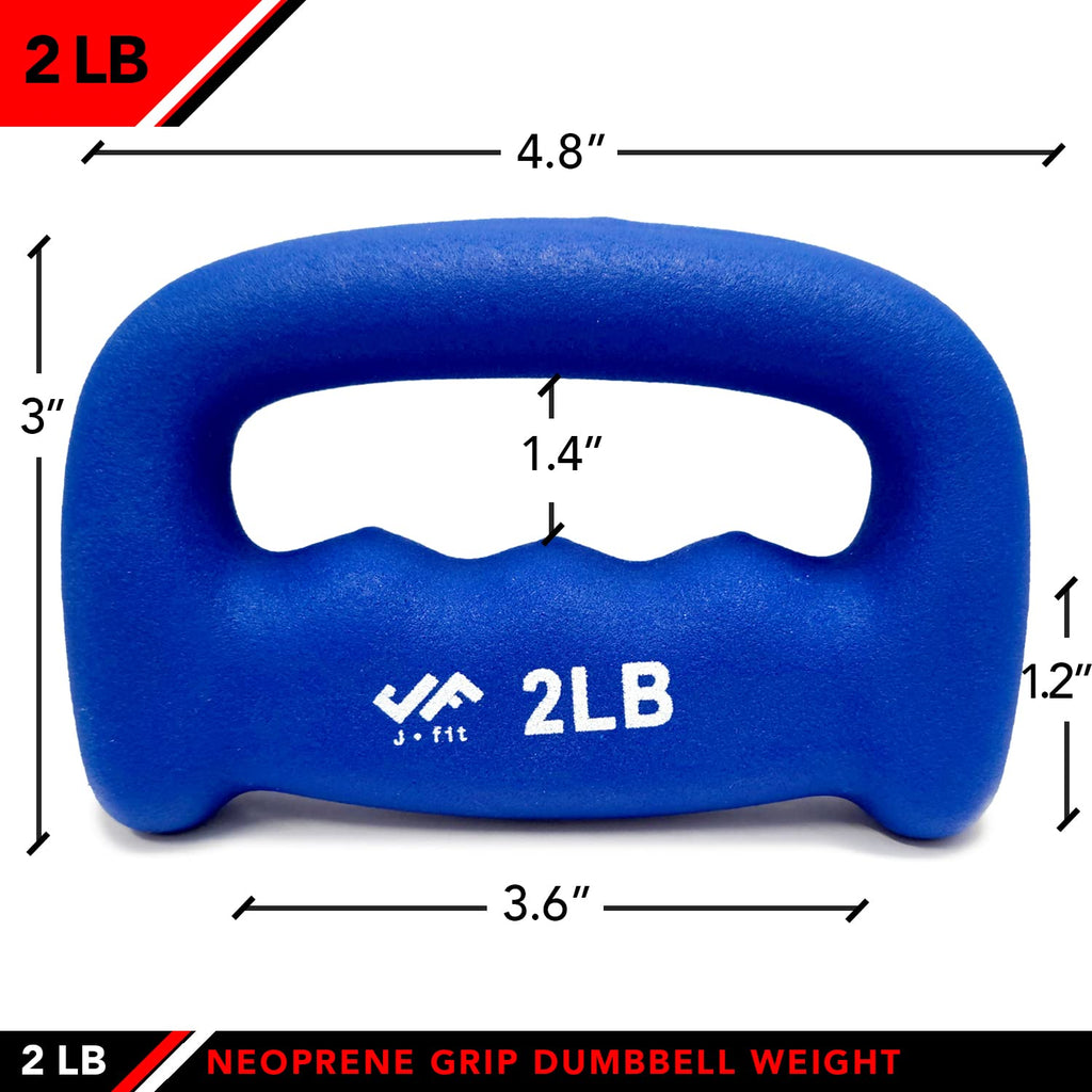 Jfit Neoprene D-Grip Dumbbell Weight, 2Lb, 2 Pound