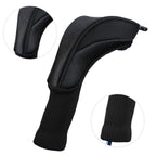Black Golf Club Head Cover For Driver Fairway 3 Pcs Woods Headcovers, Golf Accessories Hybrid Head Covers Set With Interchangeab