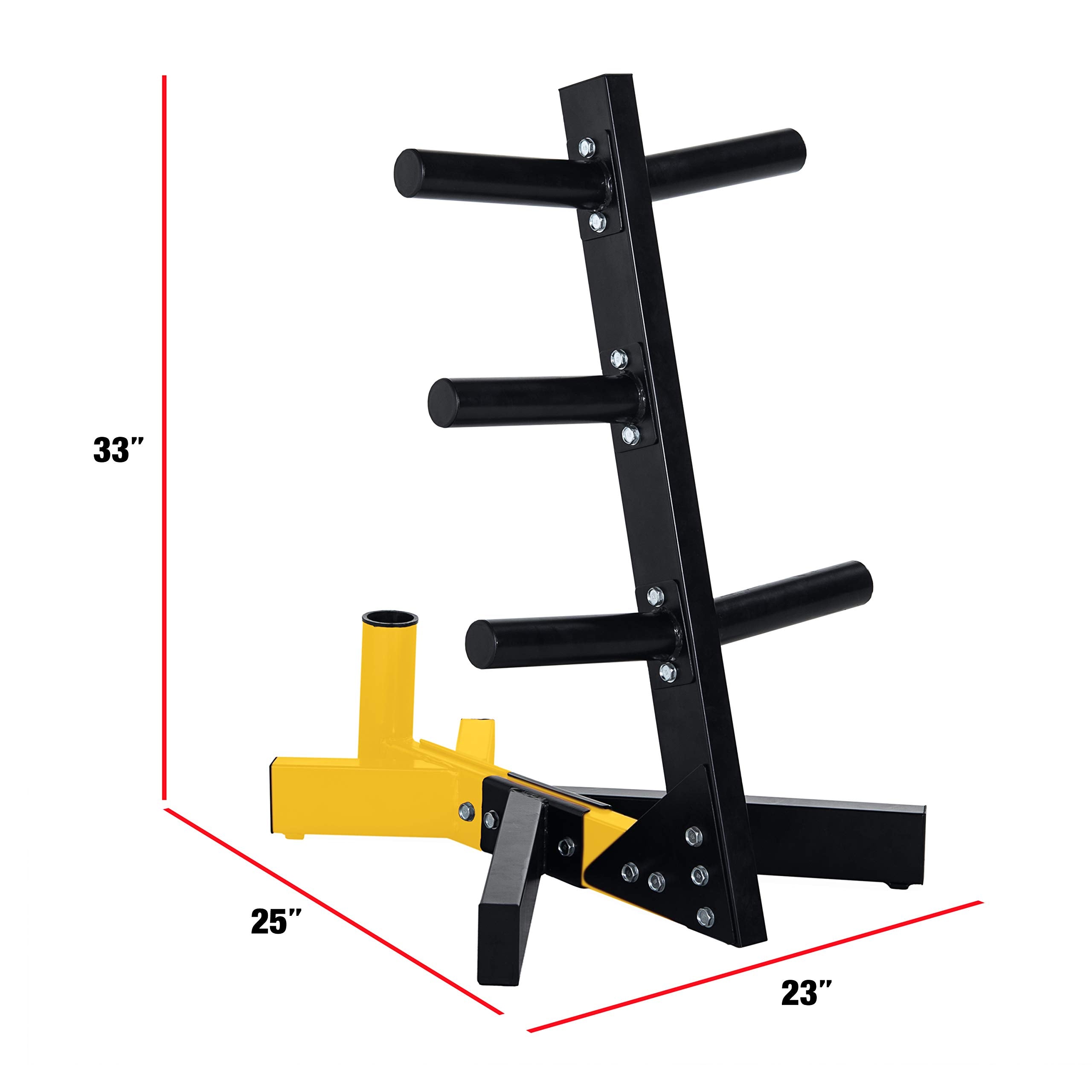 Cap Barbell Olympic Plate Tree Storage Rack For Weights And Bar, Yellow